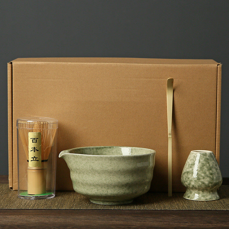 Complete Matcha Tea Ceremony Set - 4-Piece Traditional Japanese Kit (Matcha Green)